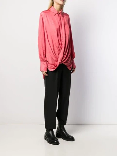 Shop Ann Demeulemeester Smocked Twist Shirt In Pink