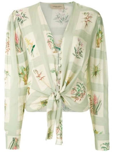 Shop Adriana Degreas Printed Tie Knot Shirt In Multicolour