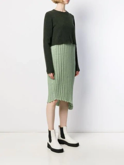 Shop Jw Anderson Layered Pleated Dress In Green