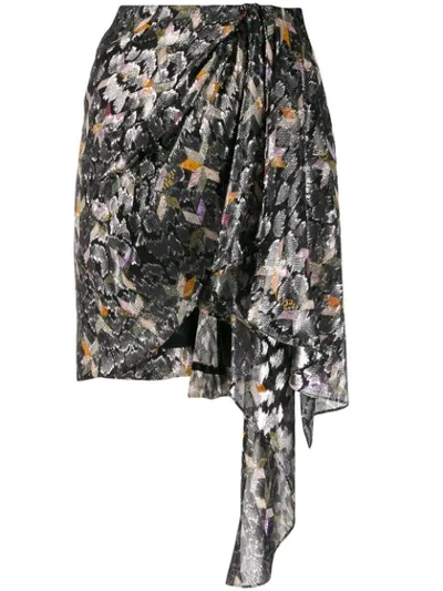 Shop Isabel Marant Wrap-style Printed Mini Skirt In Black