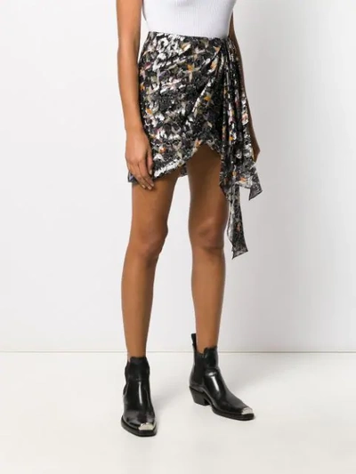 Shop Isabel Marant Wrap-style Printed Mini Skirt In Black