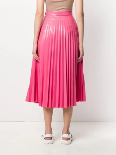 Shop Mm6 Maison Margiela Glossy-effect Pleated Midi Skirt In Pink