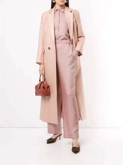 Shop Bouguessa Long Double Breasted Blazer In Light Pink