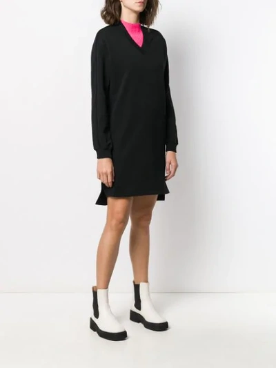 Shop Kenzo Logo Sweatshirt Dress In Black