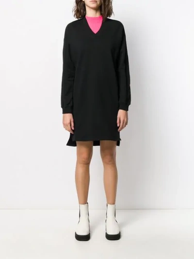 Shop Kenzo Logo Sweatshirt Dress In Black