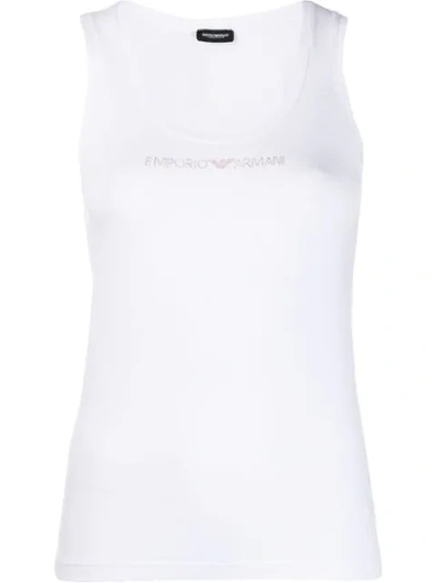 Shop Emporio Armani Logo Vest Top In White
