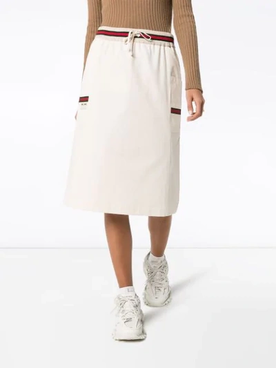 Shop Gucci Web Stripe-detail Skirt In White