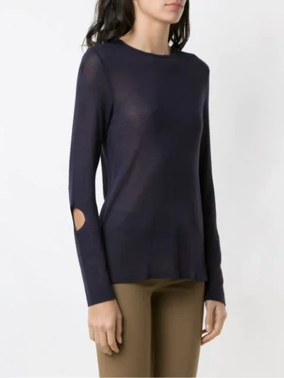 Shop Gloria Coelho Long Sleeved Knit Blouse In Blue