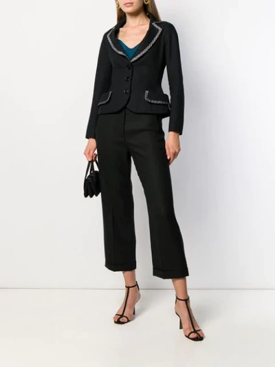 Pre-owned Dior  Bow Embroidered Trim Tailored Jacket In Black