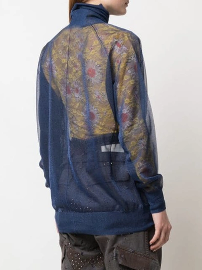 Shop Toga Sheer Roll Neck Sweater In Blue