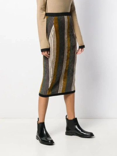 Shop Antonio Marras Striped Pencil Skirt In Grey