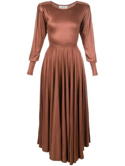 Shop Lemaire Flared Maxi Dress In 422 Sequoia Brown