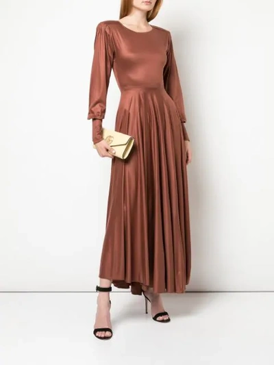 Shop Lemaire Flared Maxi Dress In 422 Sequoia Brown