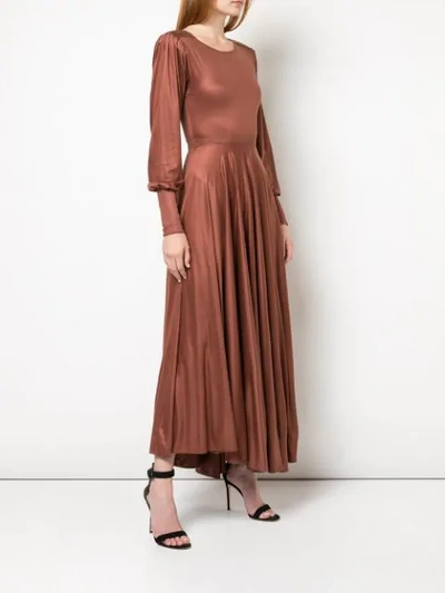 Shop Lemaire Flared Maxi Dress In 422 Sequoia Brown