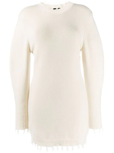 Shop Alanui Short Knitted Dress In White