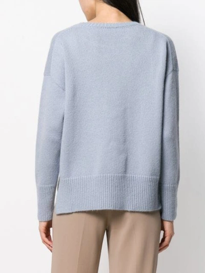 Shop Peserico Side Slit Knitted Jumper In Blue