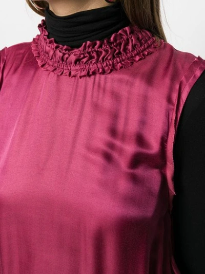 Shop Ann Demeulemeester High Ruffled Neckline Dress In 036 Berry