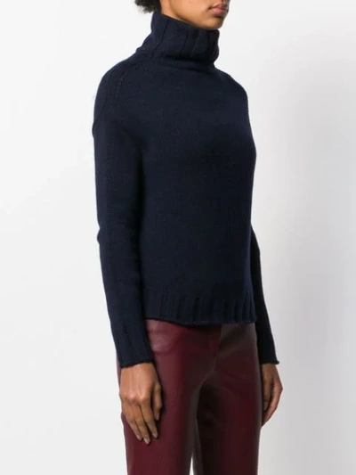 Shop Aragona Turtleneck Knit Jumper In Blue