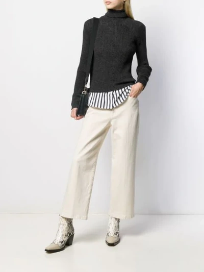 Shop Frame Ali Wide-leg Cropped Jeans In White