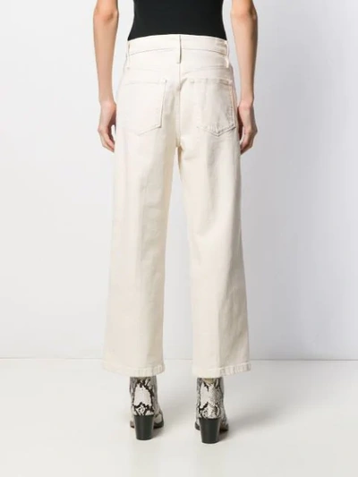 Shop Frame Ali Wide-leg Cropped Jeans In White