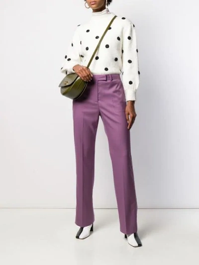 Shop Calvin Klein High Rise Straight Leg Trousers In Purple