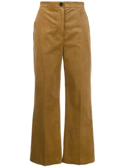 Shop Alexa Chung High Waisted Corduroy Trousers In Brown