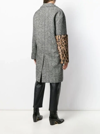 Shop N°21 Faux-fur Leopard Detailed Coat In Black
