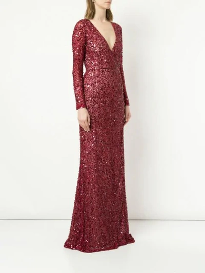 Shop Rachel Gilbert Sequins Long Dress In Red