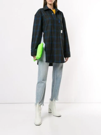 Shop Ader Error Check And Stripe Fabric In Green