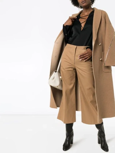 Shop Lemaire Wide-leg Cropped Trousers In Brown