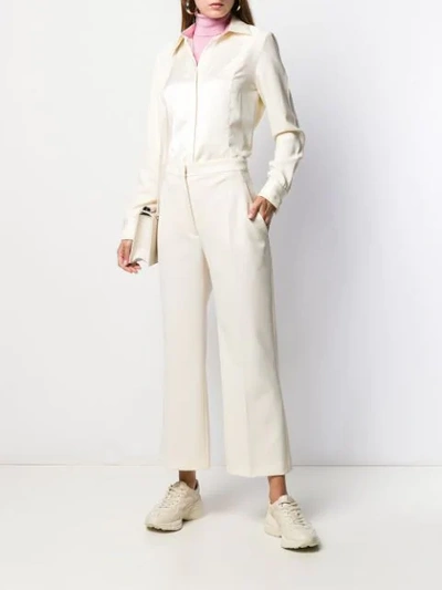 Shop Alberta Ferretti High-waisted Straight-leg Trousers In White