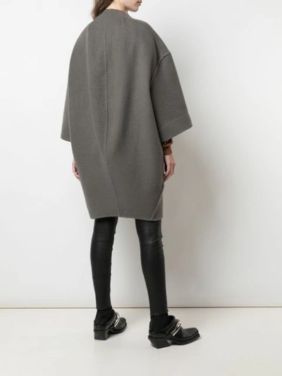 Shop Rick Owens Collarless Oversized Coat In Grey