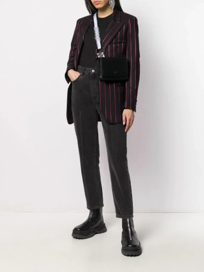 Shop Msgm Striped Tailored Blazer In Black
