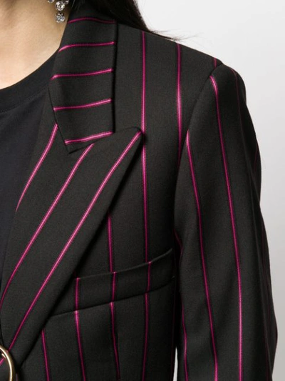 Shop Msgm Striped Tailored Blazer In Black