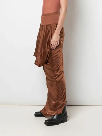 Shop Rick Owens Draped Asymmetric Skirt In Brown