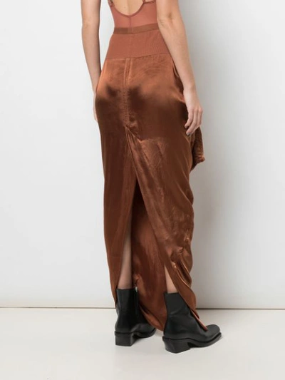 Shop Rick Owens Draped Asymmetric Skirt In Brown