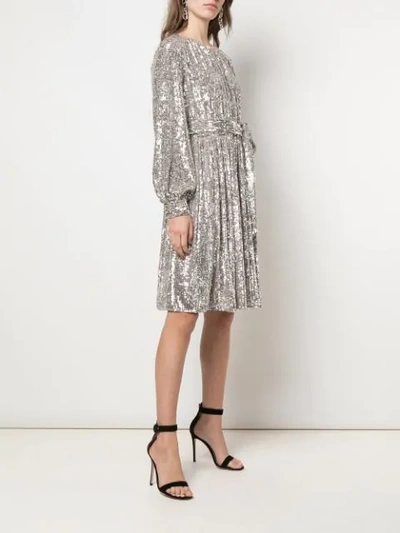Shop Sachin & Babi Tie Waist Glitter Dress In Silver