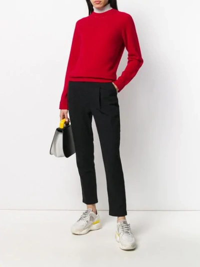 Shop Apc Ribbed Cut-out Detail Sweater In Red