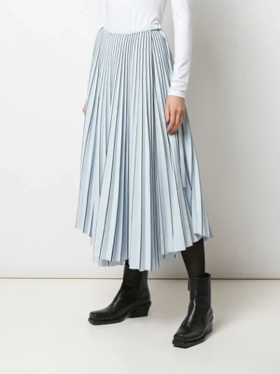 Shop Proenza Schouler Striped Pleated Skirt In Blue