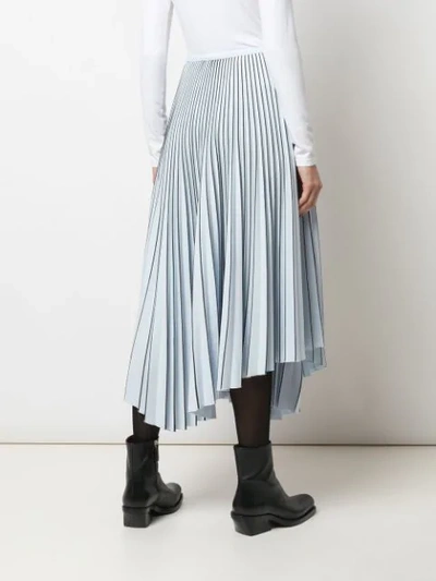 Shop Proenza Schouler Striped Pleated Skirt In Blue