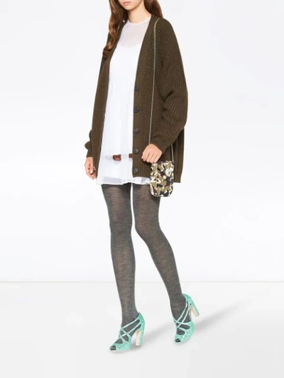 Shop Miu Miu Chunky Knit Cardigan - Green