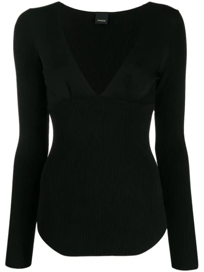 Shop Pinko Long-sleeve Fitted Sweater In Z99 Black