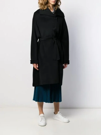 Shop Aspesi Oversized Belted Coat In Black