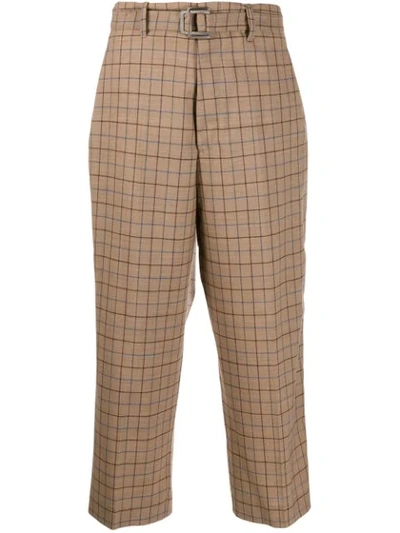 Shop Berwich Check Cropped Trousers In Brown