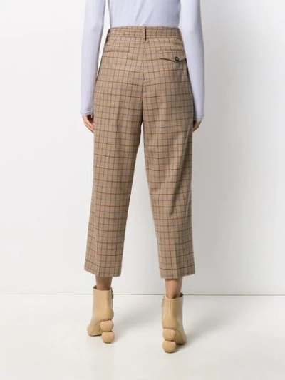 Shop Berwich Check Cropped Trousers In Brown