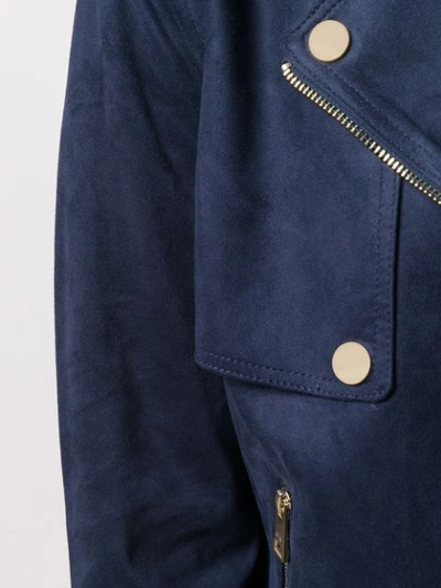 Shop Armani Exchange Short Biker Jacket In Blue