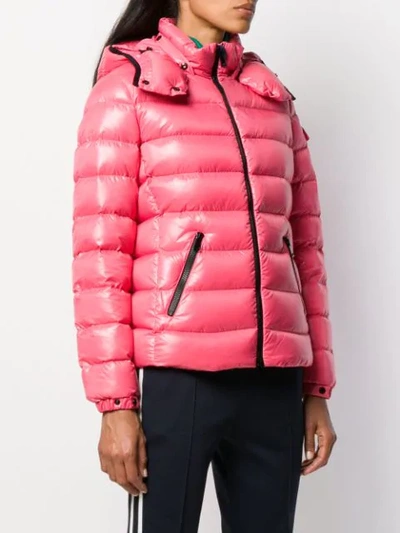 Shop Moncler Hoodie Padded Jacket In Pink