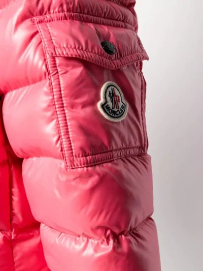 Shop Moncler Hoodie Padded Jacket In Pink