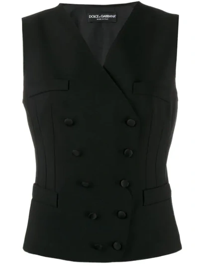 Shop Dolce & Gabbana Double-breasted Waist Coat In Black