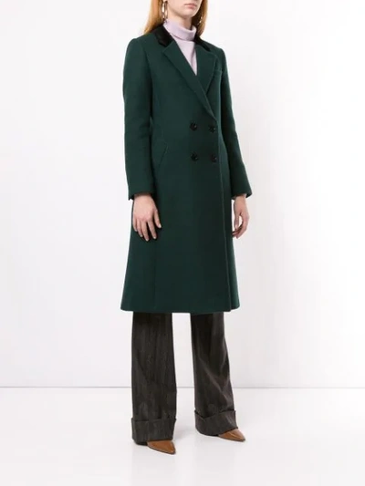 Shop Loveless Fitted Double Breasted Coat In Green